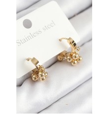 316L Çelik Boncuklu Halka Model Gold Renk Kadın Küpe - TJ-BKP11214