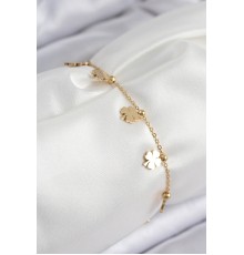 316L Çelik Sıralı Yonca Model Gold Renk Kadın Bileklik - TJ-BB7824