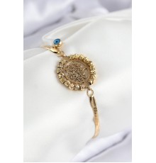 316L Çelik Nazar Boncuk Detaylı Hayat Ağacı Model İtalyan Zincir Gold Renk Kadın Bileklik - TJ-BB7827