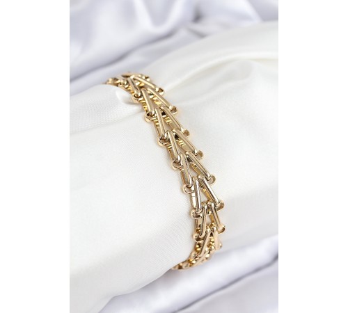 316L Çelik Ataç Zincir Model Gold Renk Kadın Bileklik - TJ-BB7849