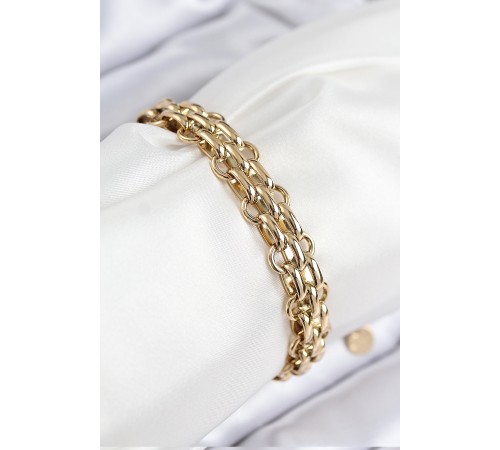 316L Çelik Örme Zincir Model Gold Renk Kadın Bileklik - TJ-BB7848