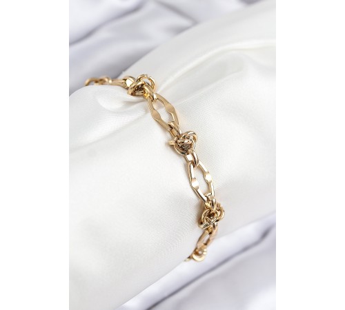 316L Çelik Parçalı Zincir Model Gold Renk Kadın Bileklik - TJ-BB7847
