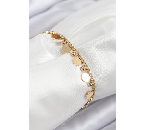 316L Çelik Sıralı Pul Model Gold Renk Kadın Bileklik - TJ-BB7846