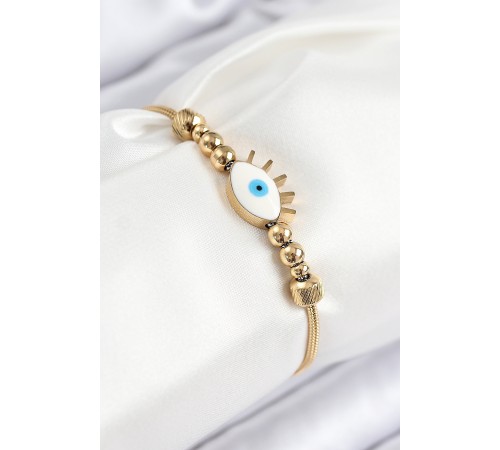 316L Çelik Göz Charm Model Gold Renk Kadın Bileklik - TJ-BB7844