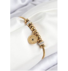 316L Çelik Zirkon Taşlı Göz Charm Model Gold Renk Kadın Bileklik - TJ-BB7842