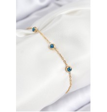 316L Çelik Nazar Boncuğu Model Gold Renk Kadın Bileklik - TJ-BB7841