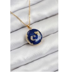 316L Çelik Zirkon Taşlı Açılabilr Kapaklı Gezegen Model Gold Renk Kadın Kolye - TJ-BKO10519