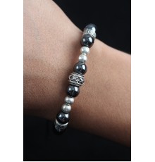 Doğal Taş X Model Antrasit Renk Asansörlü Erkek Bileklik - TJ-EB3754