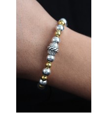 Doğal Taş Sarmal Model Gold Ve Gümüş Renk Asansörlü Erkek Bileklik - TJ-EB3755