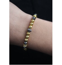 Doğal Taş Çember Model Gold Ve Füme Renk Asansörlü Erkek Bileklik - TJ-EB3761