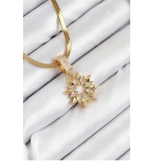 316L Çelik Zirkon Taşlı Yıldız Model Gold Renk Kadın Kolye - TJ-BKO10528