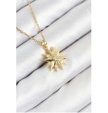 316L Çelik Zirkon Taşlı Kutup Yıldızı Model Gold Renk Kadın Kolye - TJ-BKO10536