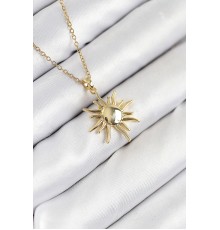 316L Çelik Güneş Model Gold Renk Kadın Kolye - TJ-BKO10537