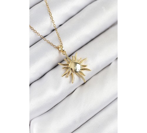 316L Çelik Güneş Model Gold Renk Kadın Kolye - TJ-BKO10537