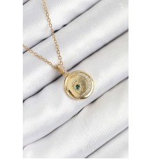316L Çelik Zirkon Taşlı Ay Ve Güneş Model Gold Renk Kadın Kolye - TJ-BKO10539