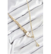 Pirinç Yılan Model Gold Renk Asansörlü Kadın Kolye - TJ-BKO10552