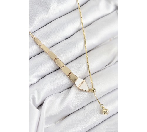 Pirinç Yılan Model Gold Renk Asansörlü Kadın Kolye - TJ-BKO10552