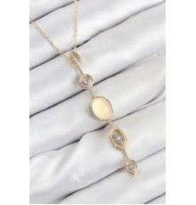 Pirinç Zincir Sarı Gold Renk Zirkon Taşlı Y Kolye - TJ-BKO10555