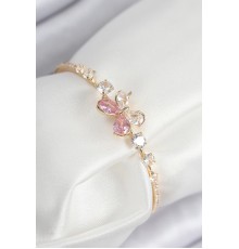Pirinç Zirkon Taşlı Model Gold Renk Kadın Bileklik - TJ-BB7853