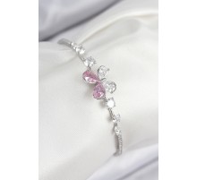 Pirinç Zirkon Taşlı Model Gümüş Renk Kadın Bileklik - TJ-BB7854