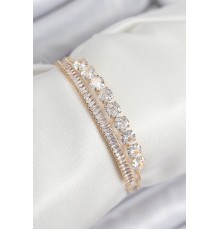 Pirinç Zirkon Taşlı Su Yolu Model Gold Renk Kadın Bileklik - TJ-BB7857