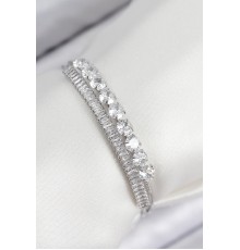 Pirinç Zirkon Taşlı Su Yolu Model Gümüş Renk Kadın Bileklik - TJ-BB7858