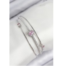 Pirinç Zirkon Taşlı Baget Model Gümüş Renk Kadın Bileklik - TJ-BB7864