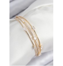 Pirinç Zirkon Taşlı Su Yolu Model Gold Renk Kadın Bileklik - TJ-BB7867