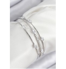 Pirinç Zirkon Taşlı Su Yolu Model Gümüş Renk Kadın Bileklik - TJ-BB7868
