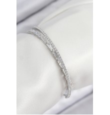 Pirinç Zirkon Taşlı Su Yolu Model Gümüş Renk Kadın Bileklik - TJ-BB7882