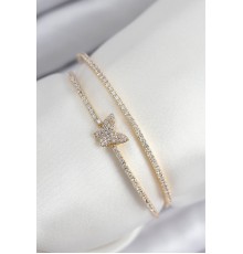 Pirinç Zirkon Taşlı Model Gold Renk Kadın Bileklik - TJ-BB7891