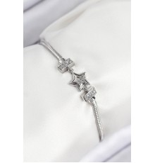 Pirinç Zirkon Taşlı Yıldız Model Gümüş Renk Kadın Bileklik - TJ-BB7902