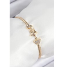 Pirinç Zirkon Taşlı Yıldız Model Gold Renk Kadın Bileklik - TJ-BB7903