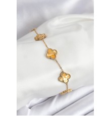316L Çelik Gold Zincir Sarı Yonca Bileklik - TJ-BB7906