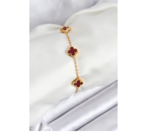 316L Çelik Gold Zincir Baby Boy Bordo Renk Bileklik - TJ-BB7907