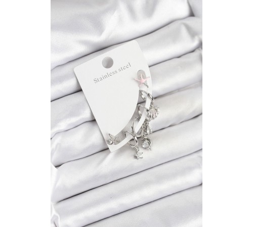 Pirinç Gümüş Renk Set Küpe - TJ-BKP11216