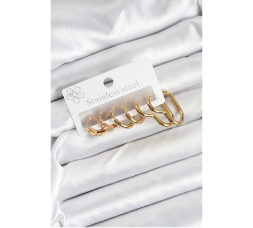 316L Çelik Gold Renk Kadın Küpe Seti - TJ-BKP11221