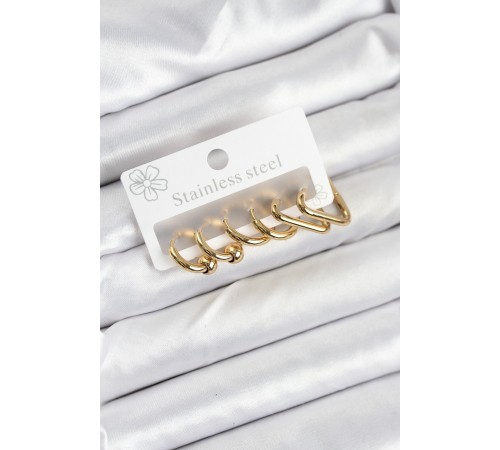 316L Çelik Gold Renk Kadın Küpe Seti - TJ-BKP11222