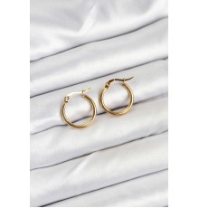316L Çelik Gold Renk 15 mm Halka Kadın Küpe - TJ-BKP11225