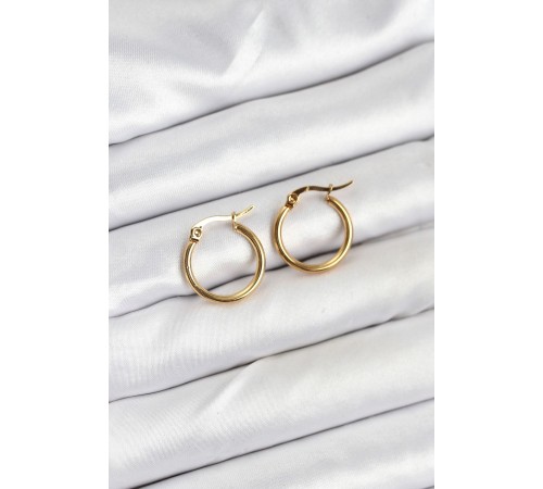 316L Çelik Gold Renk 15 mm Halka Kadın Küpe - TJ-BKP11225