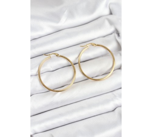 316L Çelik Gold Renk 35 mm Halka Kadın Küpe - TJ-BKP11226