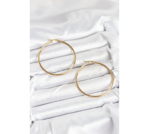 316L Çelik Gold Renk 45 mm Halka Kadın Küpe - TJ-BKP11227