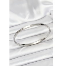 316L Çelik Gümüş Renk 65 mm İnce Kadın Kelepçe Bileklik - TJ-BB7913