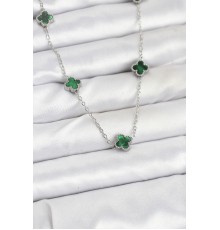 316L Çelik Zincir Gümüş Renk Yeşil Baby Boy Yonca Kadın Kolye - TJ-BKO10578