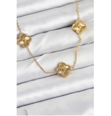 316L Çelik Zincir Gold Renk Yonca Kadın Kolye - TJ-BKO10593