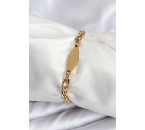 316L Çelik Gold Renk Oval Yazı Yazmaya Uygun Kadın Bileklik - TJ-BB7917
