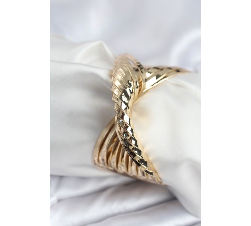 Pirinç Gold Renk Kıvrımlı Yarım Kelepçe Bileklik - TJ-BB7919