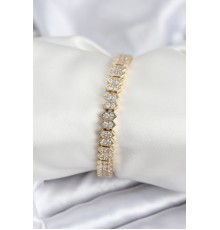 Pirinç VIP Seri Gold Renk Zirkon Taşlı Kadın Bileklik - TJ-BB7920