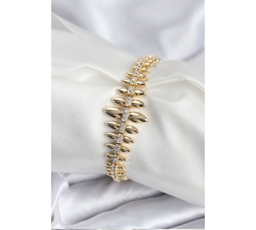 Pirinç VIP Seri Gold Renk Sıralı Damla Model Kadın Bileklik - TJ-BB7922