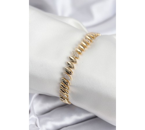 Pirinç VIP Seri Gold Renk Arpa Model Kadın Bileklik - TJ-BB7924